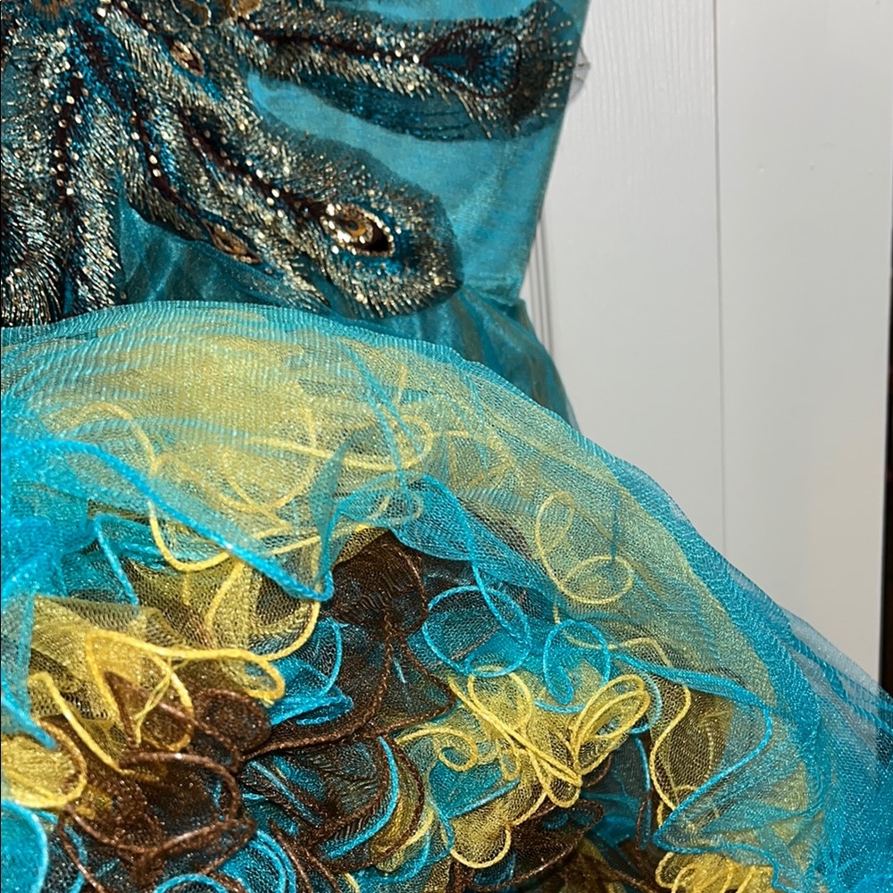 Nina Canacci Teal Blue Sweetheart Prom Gown - Picture 4 of 8
